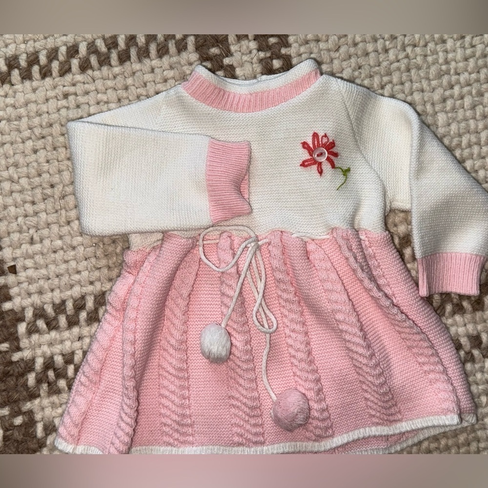 TipTop Baby Girl Cottagecore Sweater Dress Knit Boho Classic 90s size 1